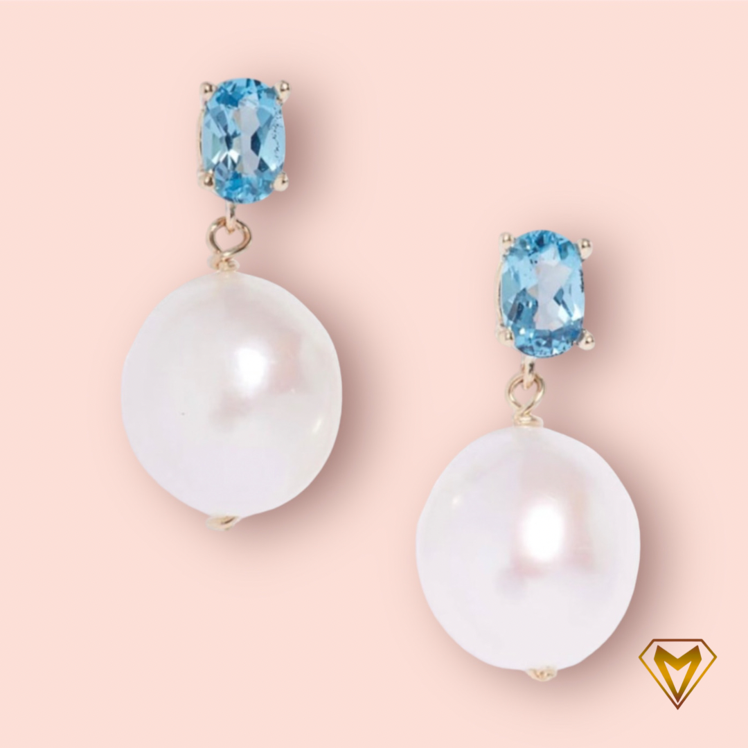 Blue Wave Pearl Earrings