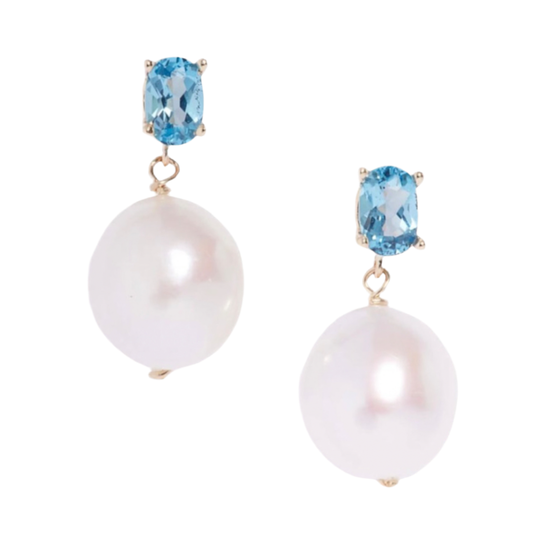 Blue Wave Pearl Earrings