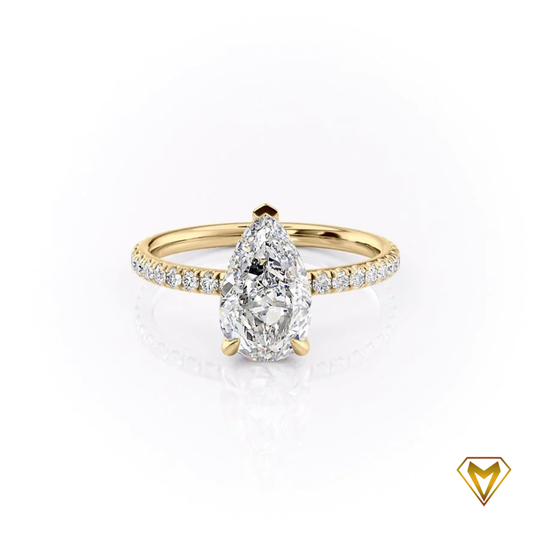 Pear Diamonds Ring with Halfway Diamonds