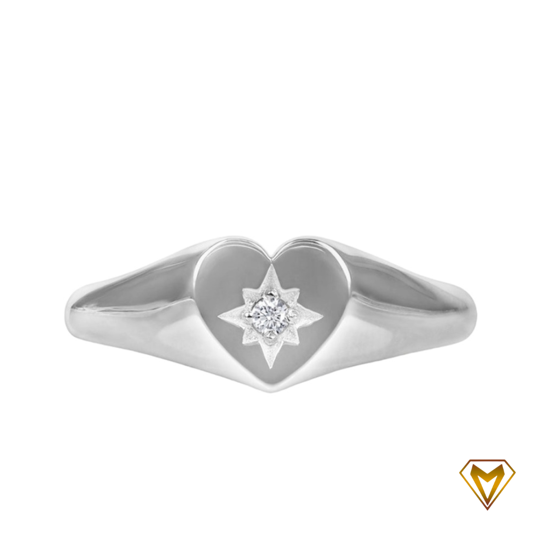 White Gold Heart Diamond Ring