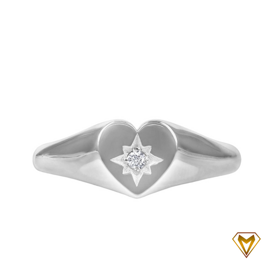 White Gold Heart Diamond Ring
